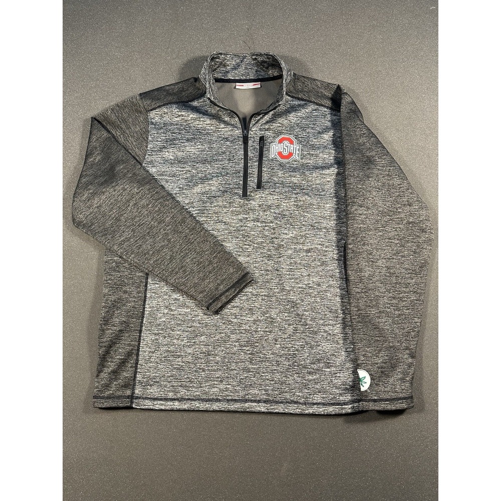 Men's Ohio State Buckeyes Quarter Zip Pull Over Grey/Red Sweater XXL